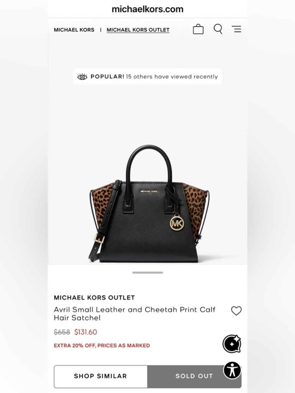 MICHAEL KORS Avril Small Leather and Cheetah Print Calf Hair Satchel - Picture 8 of 10